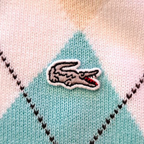LACOSTE ARGYLE Sweater Sz 5 or L 100% Cotton STUNNING COND. PREPPY IVY LEAGUE - Picture 3 of 9